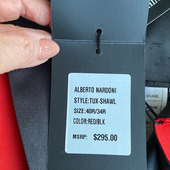 NWT 42L with 36W 3 piece Alberto Nardoni red tuxedo/suit w/black shawl l… - Picture 11 of 11